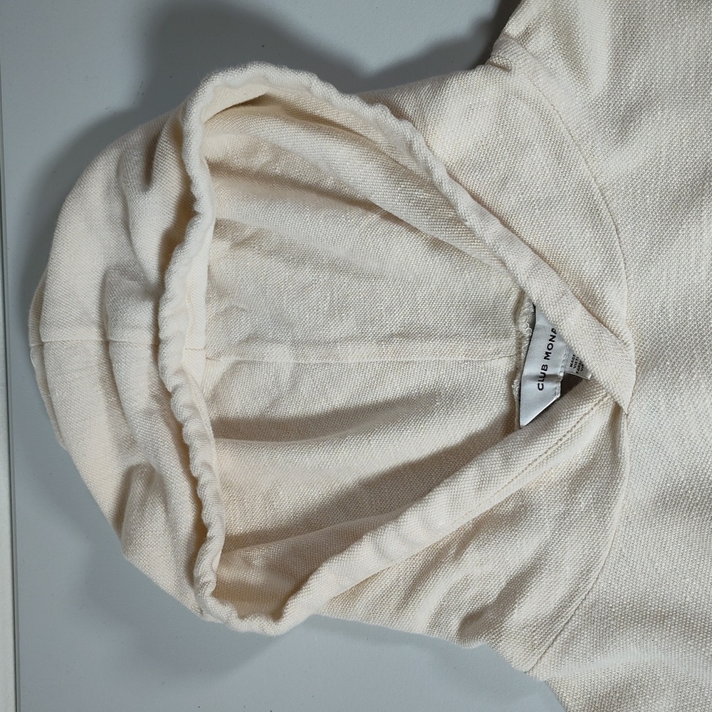 Club Monaco cream linen cotton pullover hoodie S - Picture 4 of 10